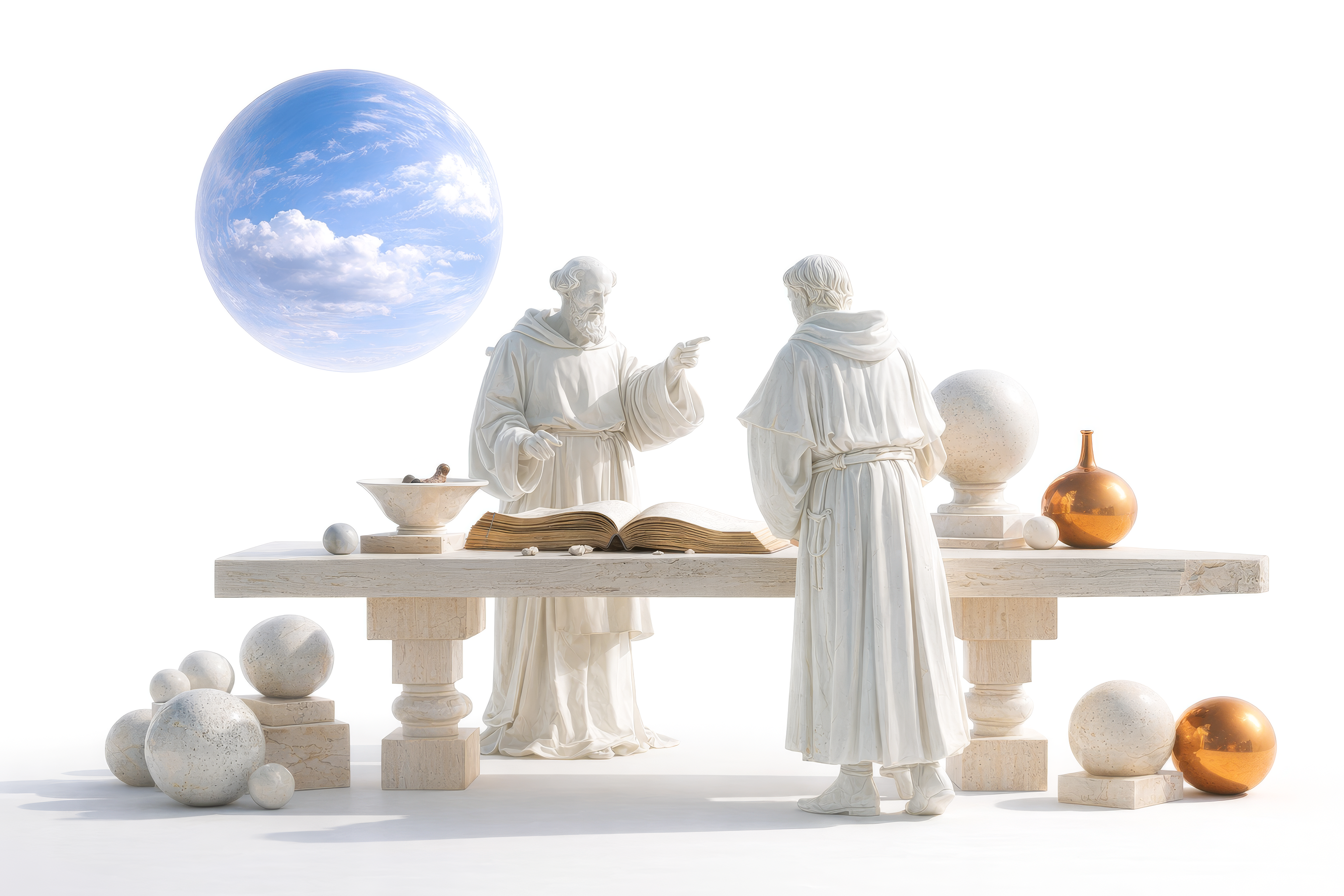 Renaissance scholars studying with a celestial sphere